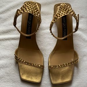 SERGIO ROSSI STUDDED METALLIC 60MM SANDAL